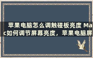 苹果电脑怎么调触碰板亮度 Mac如何调节屏幕亮度，苹果电脑屏幕亮度怎么调